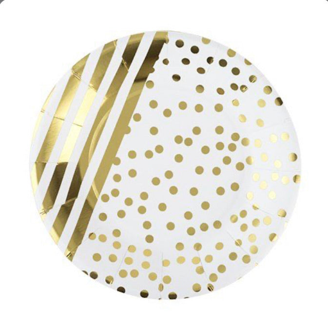 Gold Striped Paper Plates