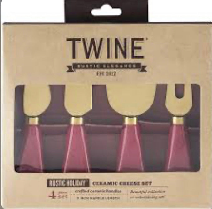 TWINE Rustic Holiday Ceramic Cheese Set