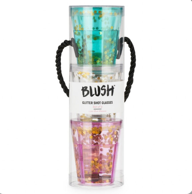 Blush glitter shot glasses